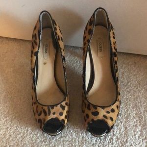 Leopard peep toe heels